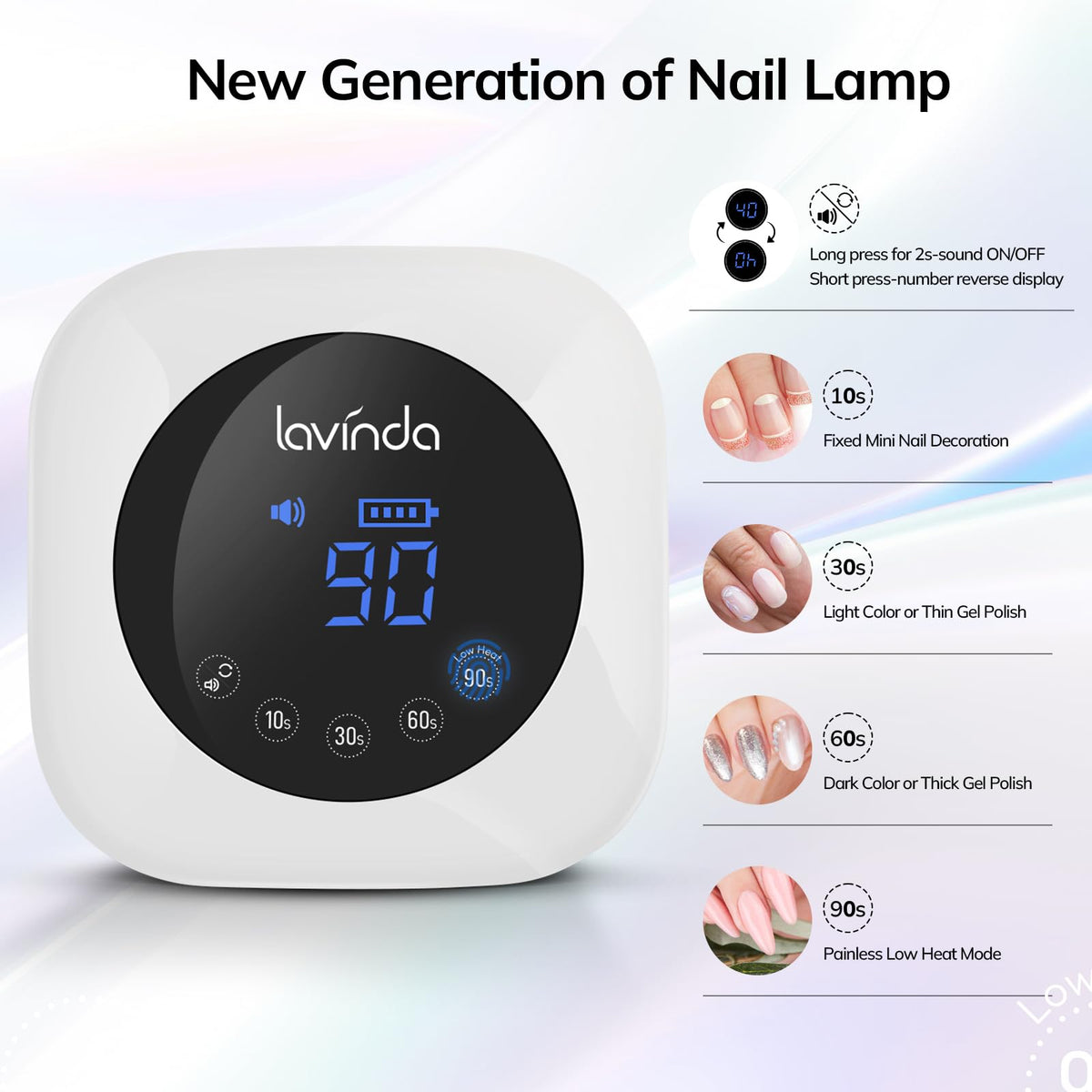 Lavinda 54W Cordless UV LED Nail Lamp with LCD Timer