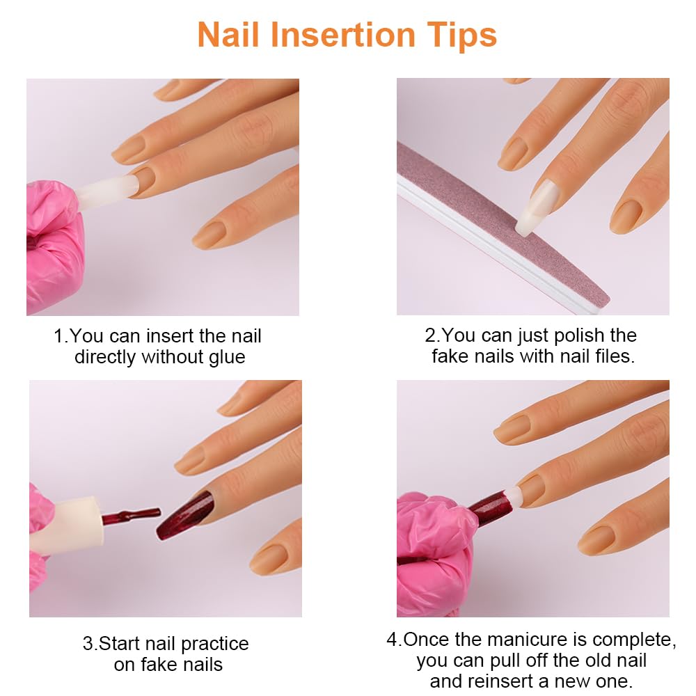 Silicone Nail Practice Hand with Stand Bracket