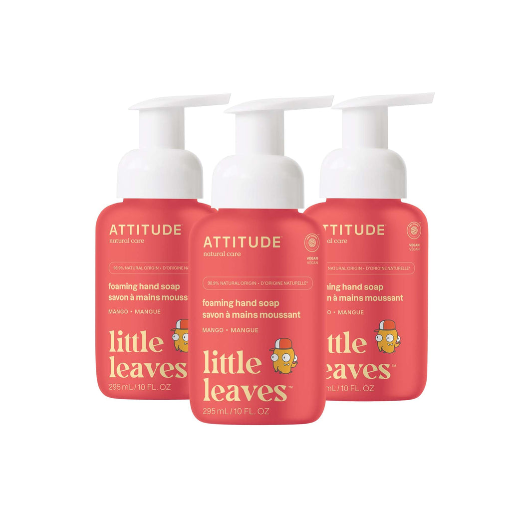 ATTITUDE Kids Foaming Hand Soap, Mango, 10 Fl Oz, Pack of 3
