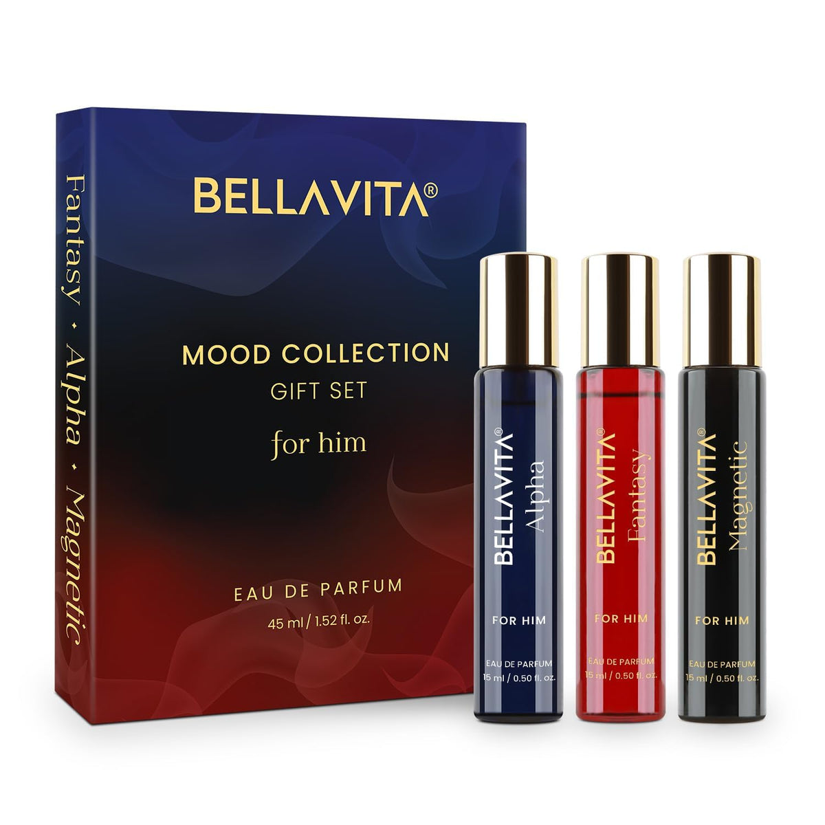 BellaVita Luxury Pheromone-Inspired Men's Cologne Gift Set, 3 x 15ml