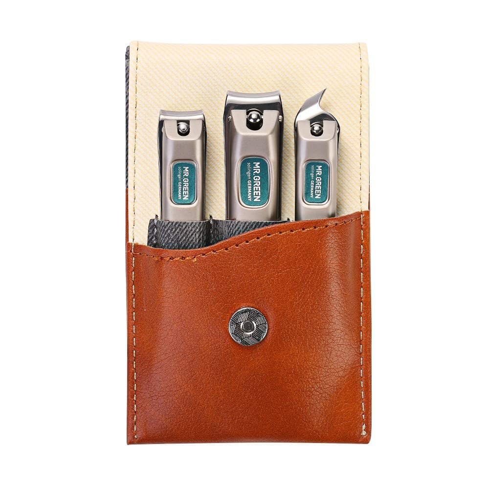 MR.GREEN Stainless Steel Nail Care Kit with Leather Case