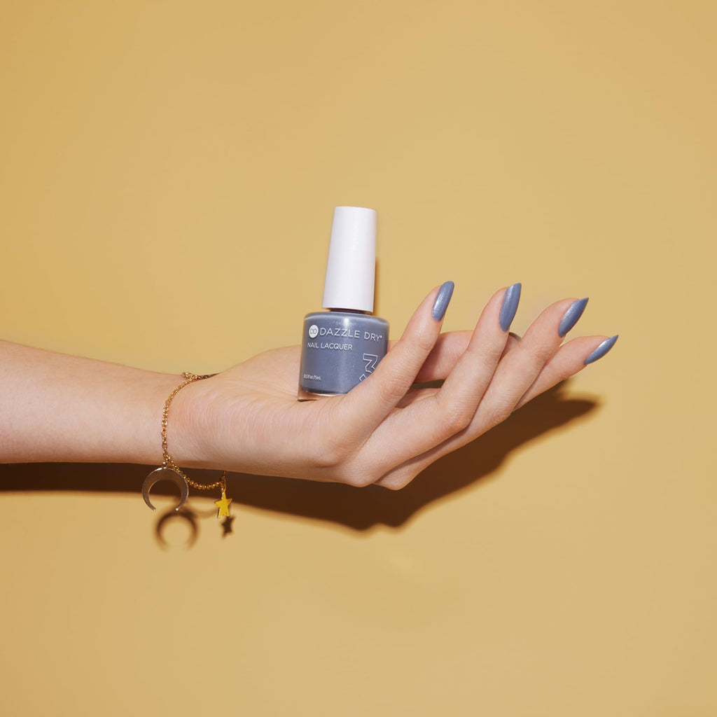 Dazzle Dry Nail Lacquer Step 3 – Blue Moon Slate Blue Gray Shimmer