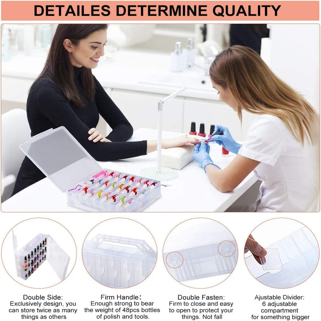 SUBAY Portable Nail Polish Organizer Case with Adjustable Dividers
