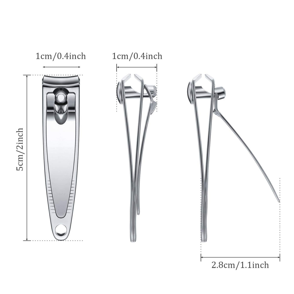 Mudder Silver Stainless Steel Nail Clippers, Mini Portable Fingernail and Toenail Trimmers