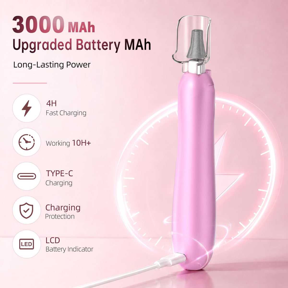 Pink Electric Nail Drill Kit with LED Light and Nail Drying Lamp