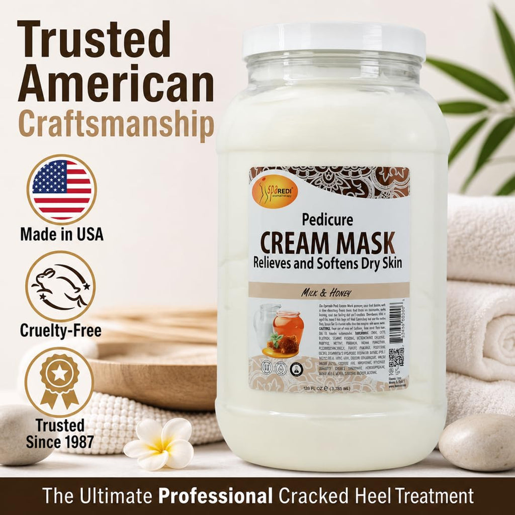 SPA REDI Body and Foot Cream Mask, Milk & Honey, 16 Fl Oz