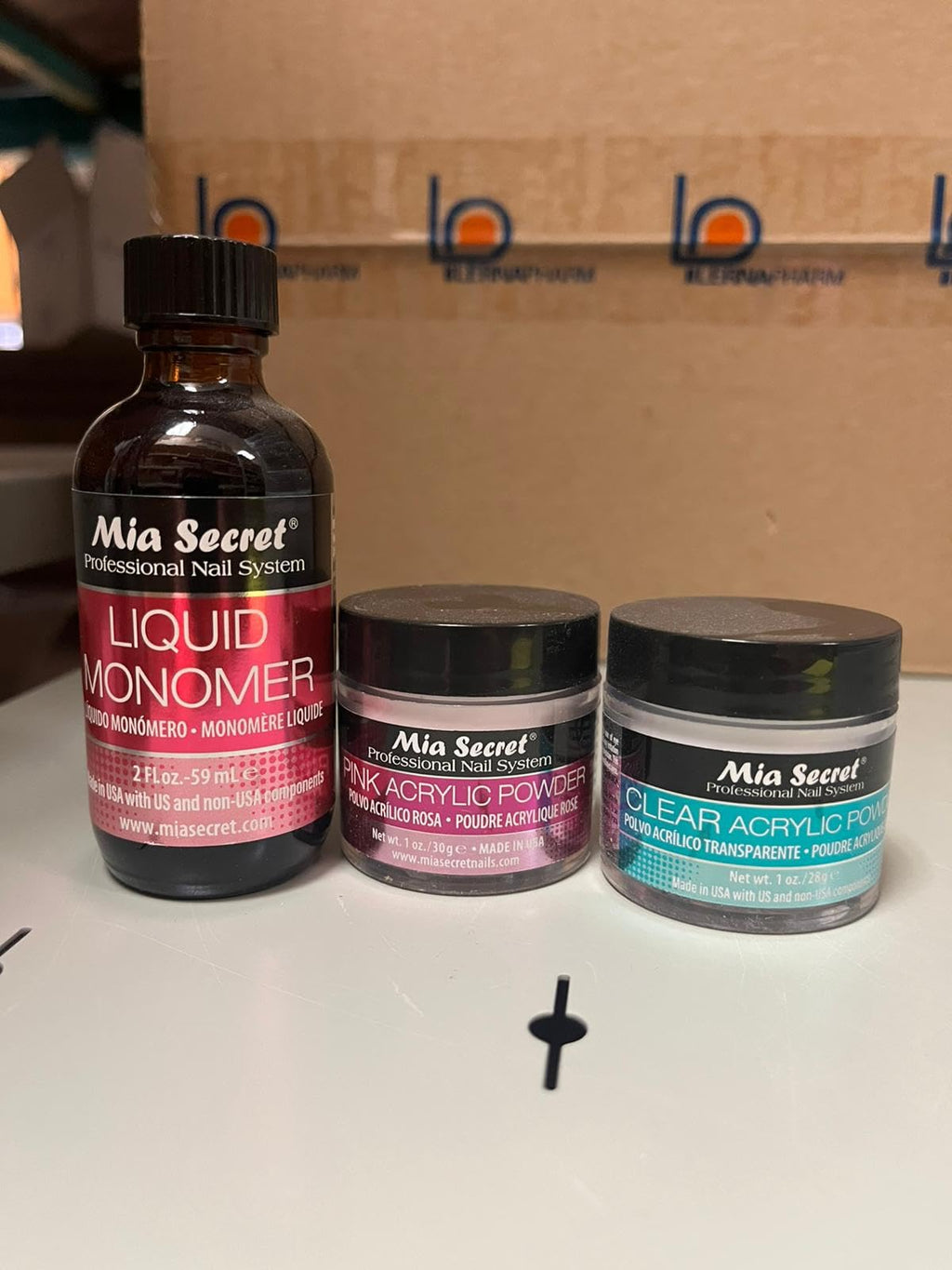 Mia Secret Liquid Monomer and Clear & Pink Acrylic Powder Nail Art Combo Set