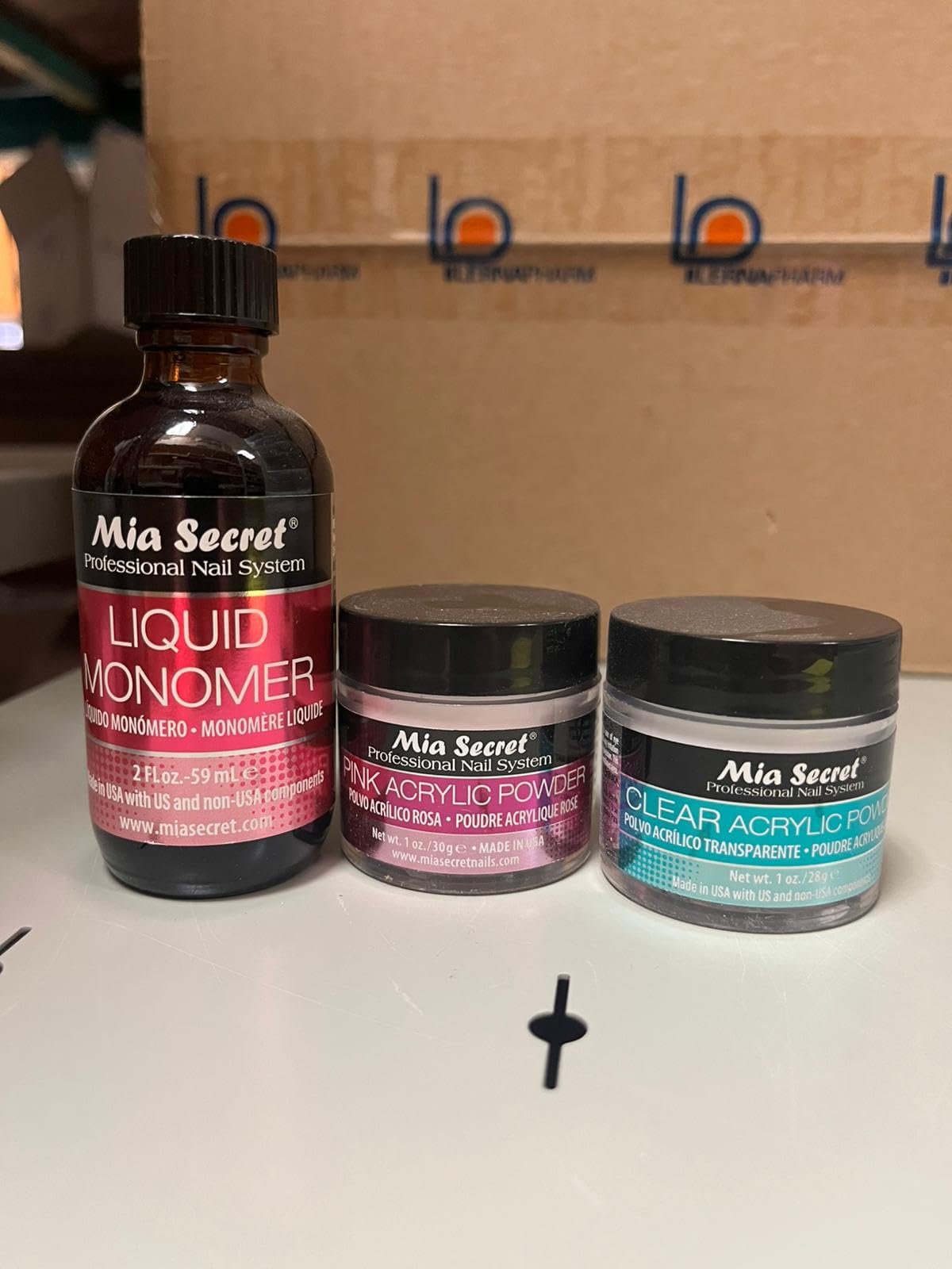 Mia Secret Liquid Monomer and Clear & Pink Acrylic Powder Nail Art Combo Set