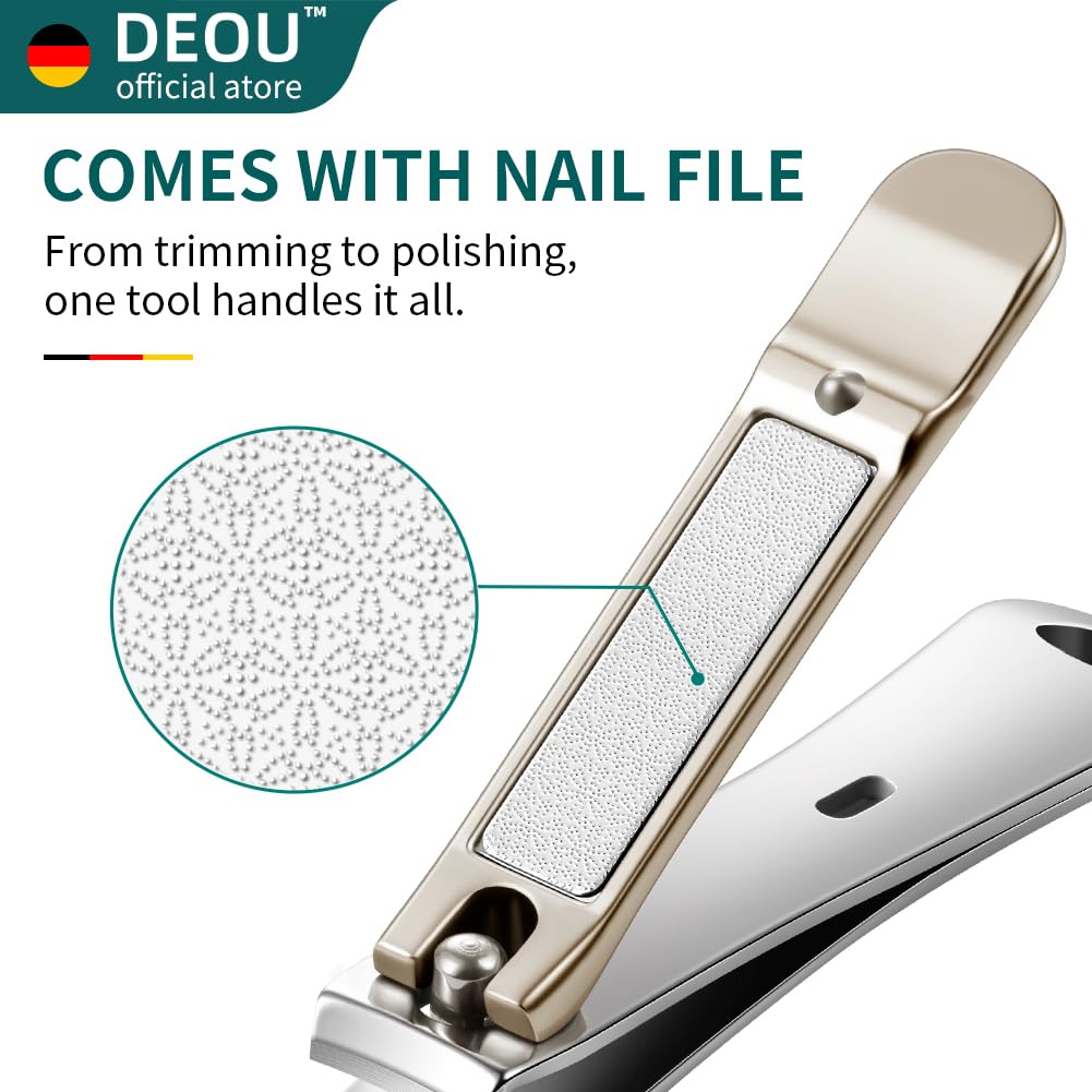 DEOU 3-in-1 Stainless Steel Nail Clipper Set with File and Buffer