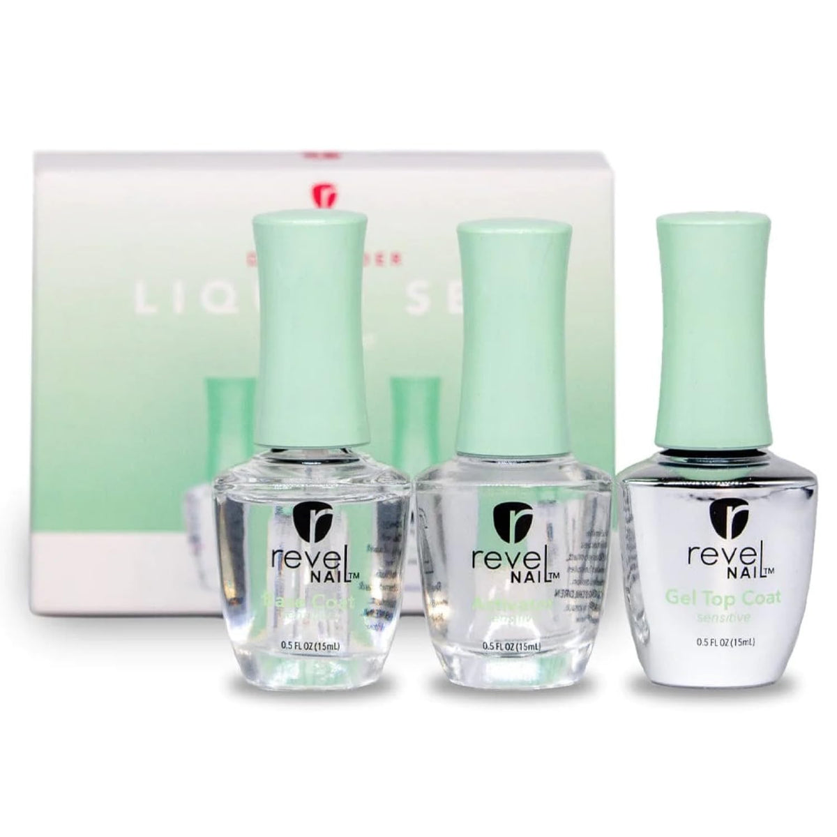 Revel Nail Sensitive Dip Powder Liquid Set with HEMA-Free Gel Top Coat