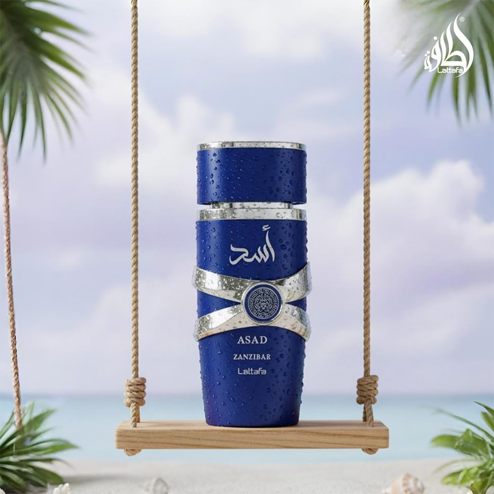 Lattafa Asad Zanzibar Eau de Parfum for Men, Fresh Spicy Vanilla Fragrance