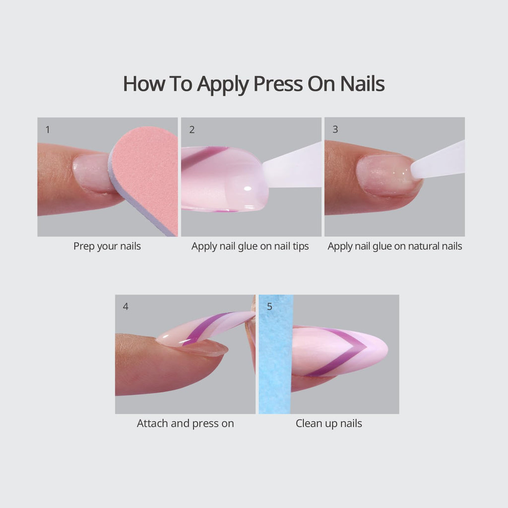 BTArtbox Press-On Nails, Salon-Quality Soft Gel Natural Manicure Kit
