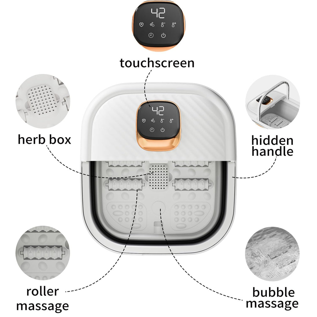 Folding Foot Spa with Heat, Massage Rollers, Touchscreen & Timer