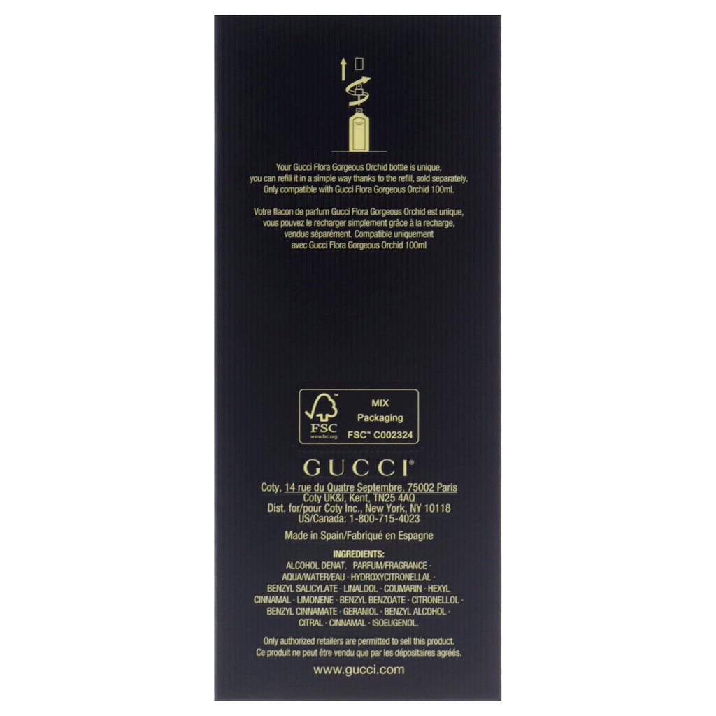 Gucci Flora Gorgeous Orchid Eau de Parfum for Women, 3.3 oz Refillable Spray