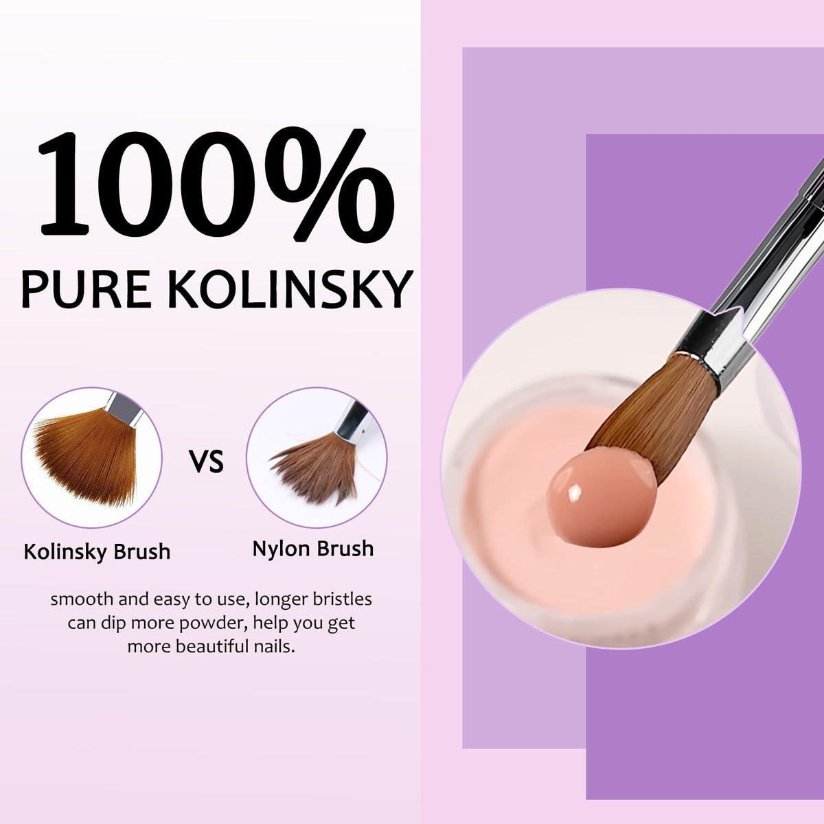 Acrylic Nail Brush with 100% Kolinsky Sable Hair and Storage Box