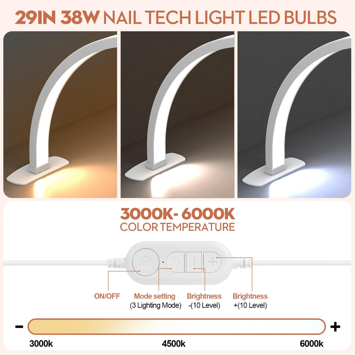 SLYFTE Large Foldable Half Moon LED Nail Desk Lamp with Phone Holder