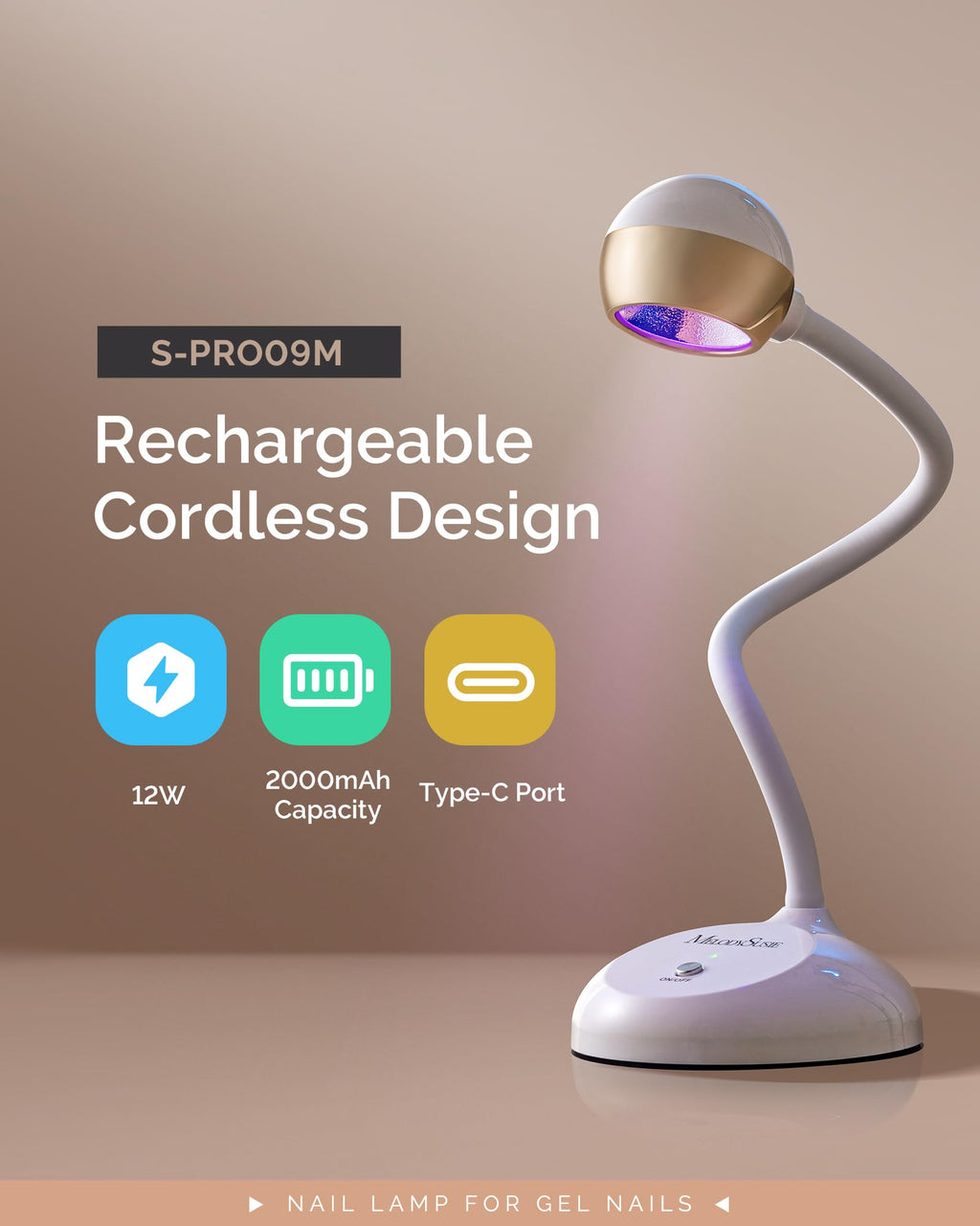 MelodySusie Rechargeable 360° Gooseneck UV/LED Nail Art Lamp