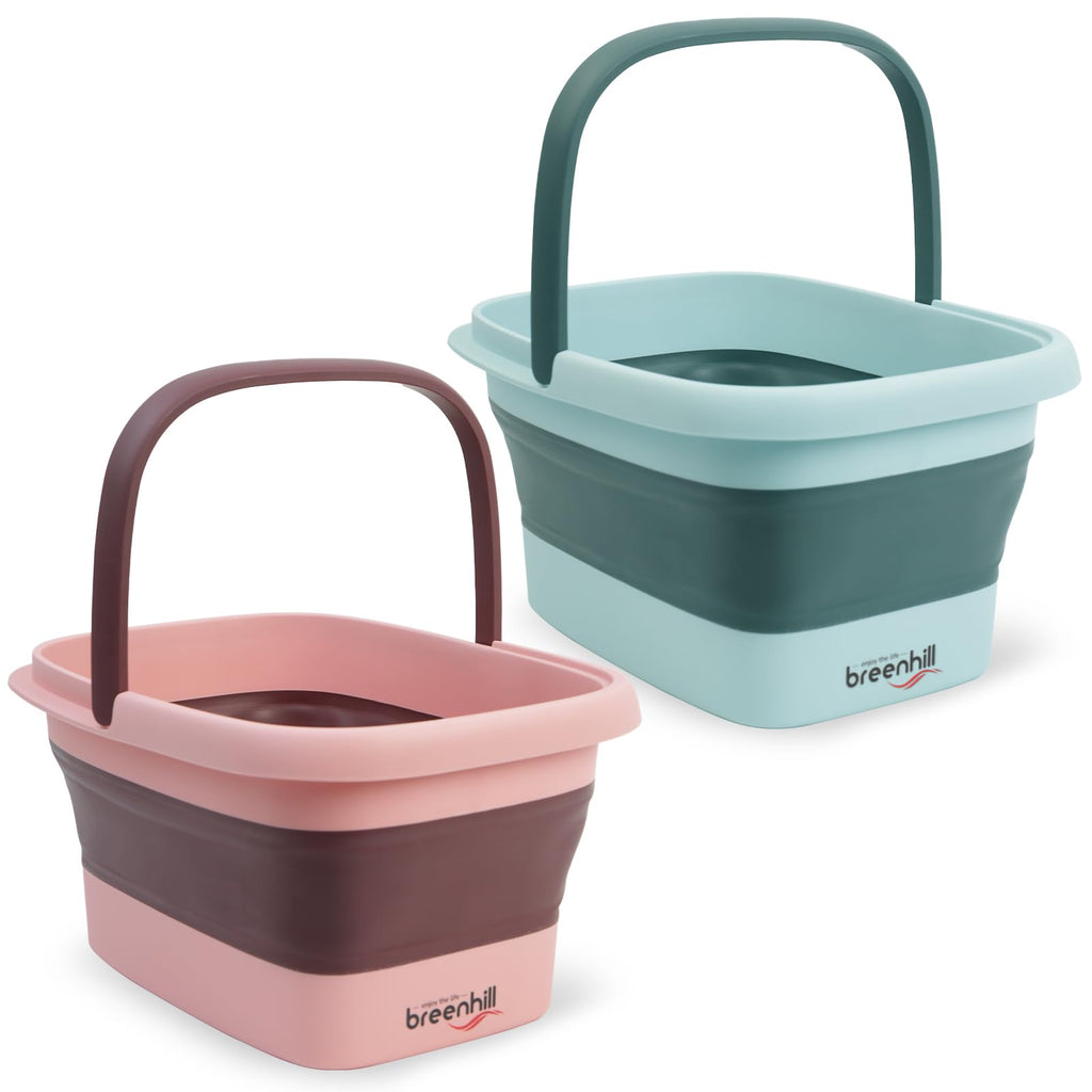 Collapsible Foot Bath Basin with Handles and Massage Bottom