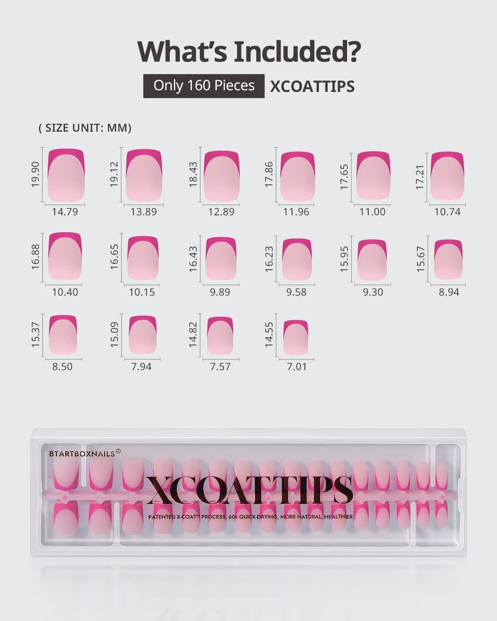 BTArtboxnails XCOATTIPS French Tip Press-On Nail Tips