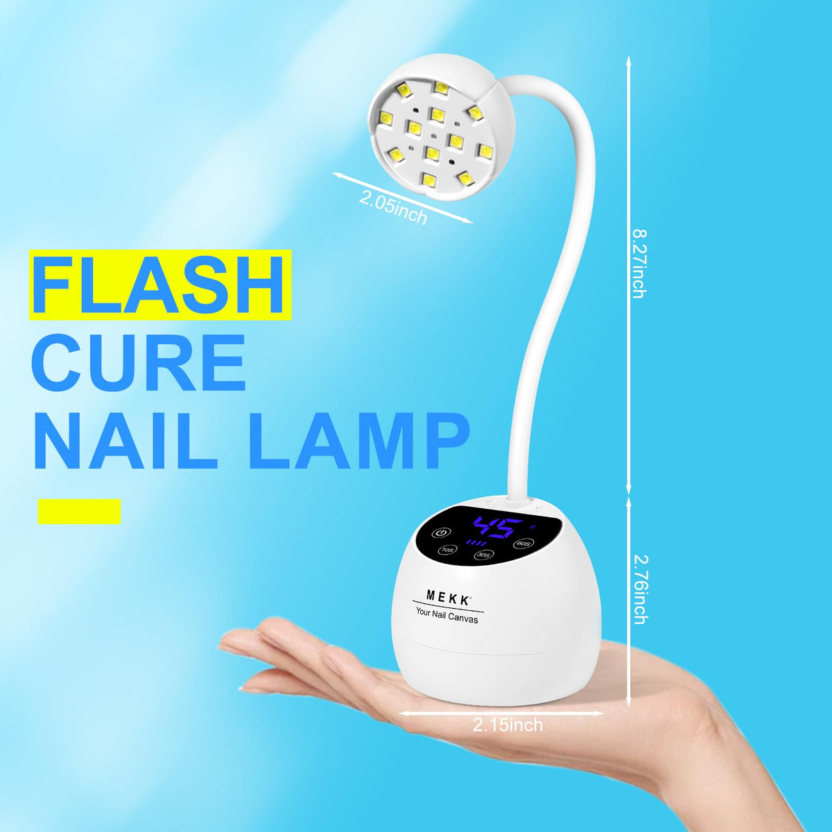 MEKK Gooseneck Flash Cure Nail Lamp, 36W Mini UV LED Light for Gel Nails