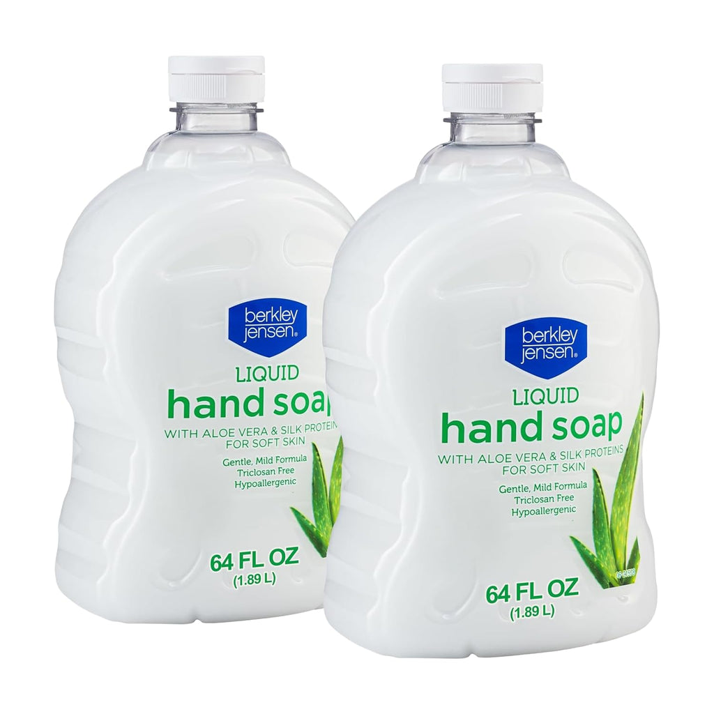 Berkley Jensen Aloe Vera Liquid Hand Soap Refill with Silk Protein, 64 oz 2-Pack