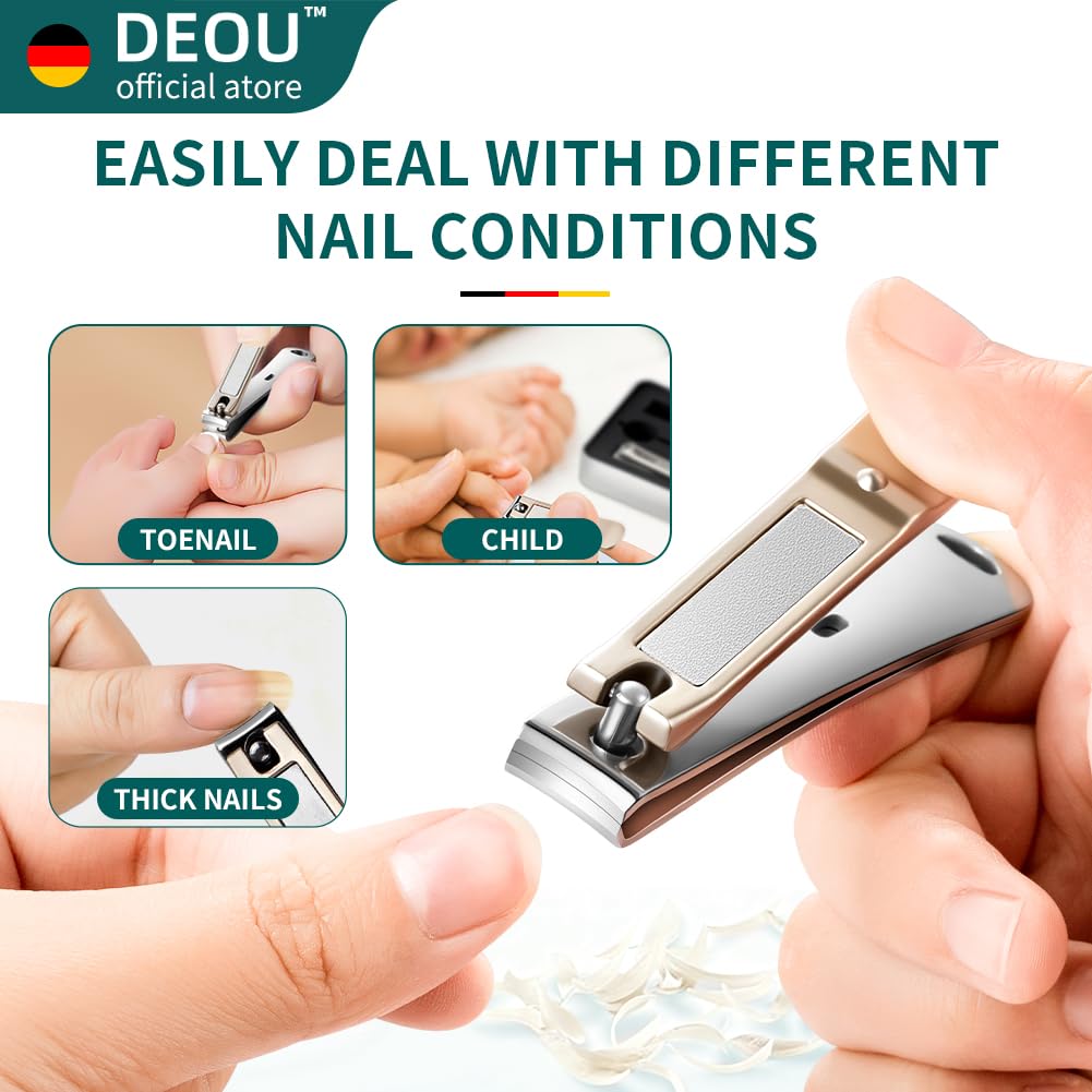 DEOU 3-in-1 Stainless Steel Nail Clipper Set with File and Buffer