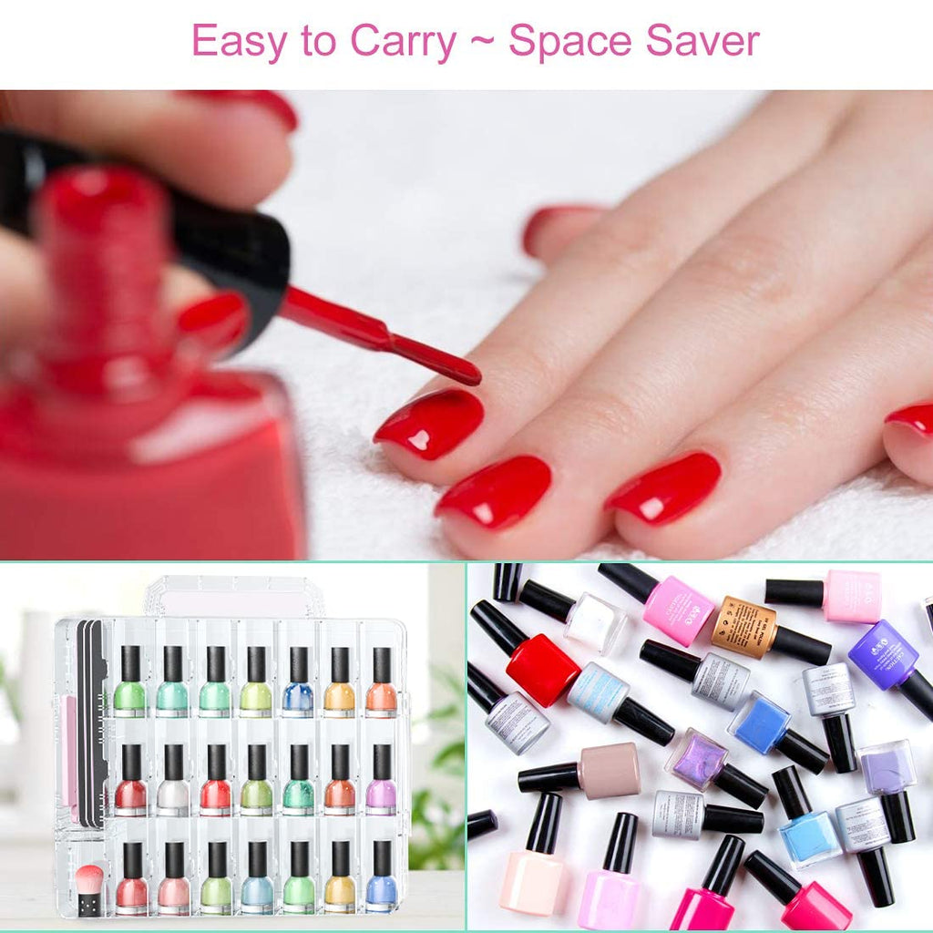 Nail Polish Organizer Case with Adjustable Dividers and Carry Handle