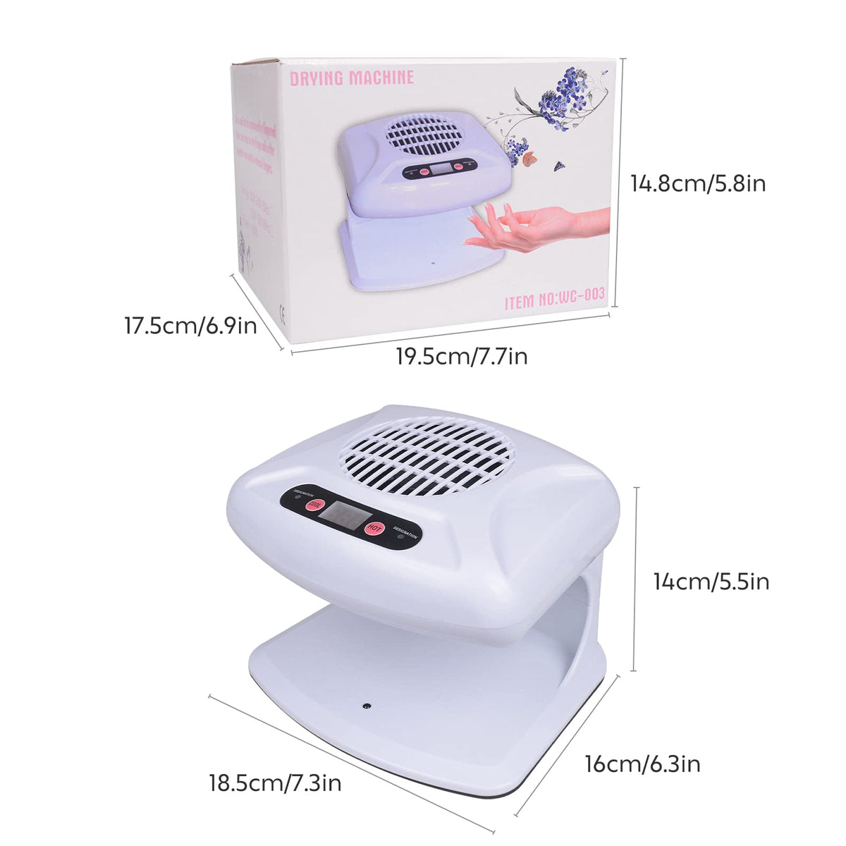 Gegong 300W Air Nail Dryer with Automatic Sensor, Warm and Cool Air