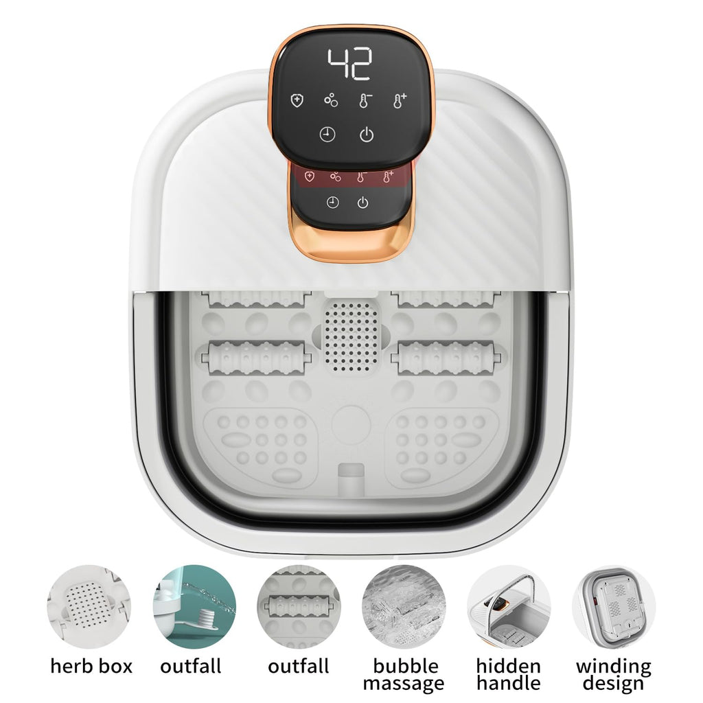 Folding Foot Spa with Heat, Massage Rollers, Touchscreen & Timer