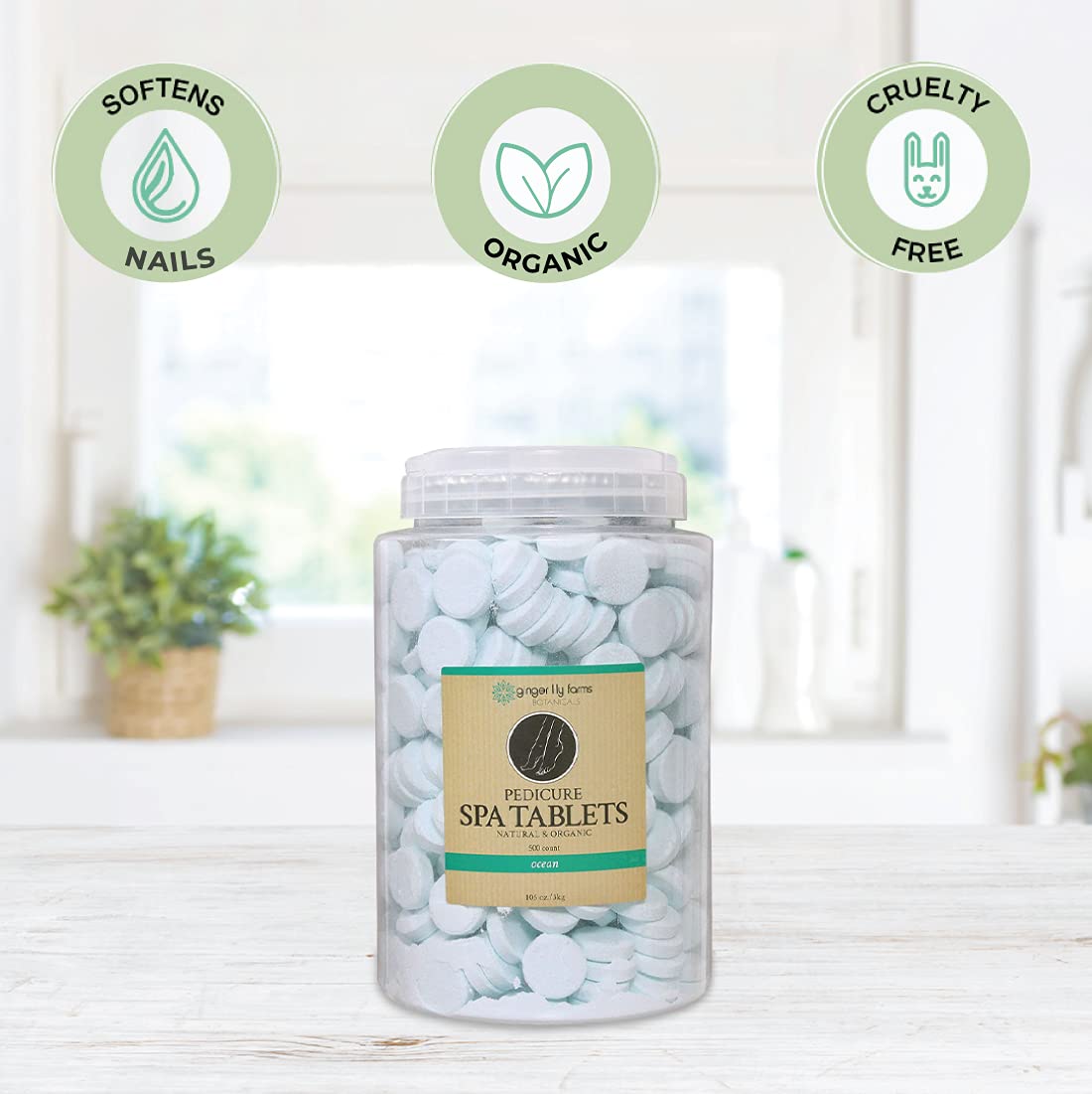 Ginger Lily Farms Botanicals Pedicure Spa Tablets, Ocean Scent