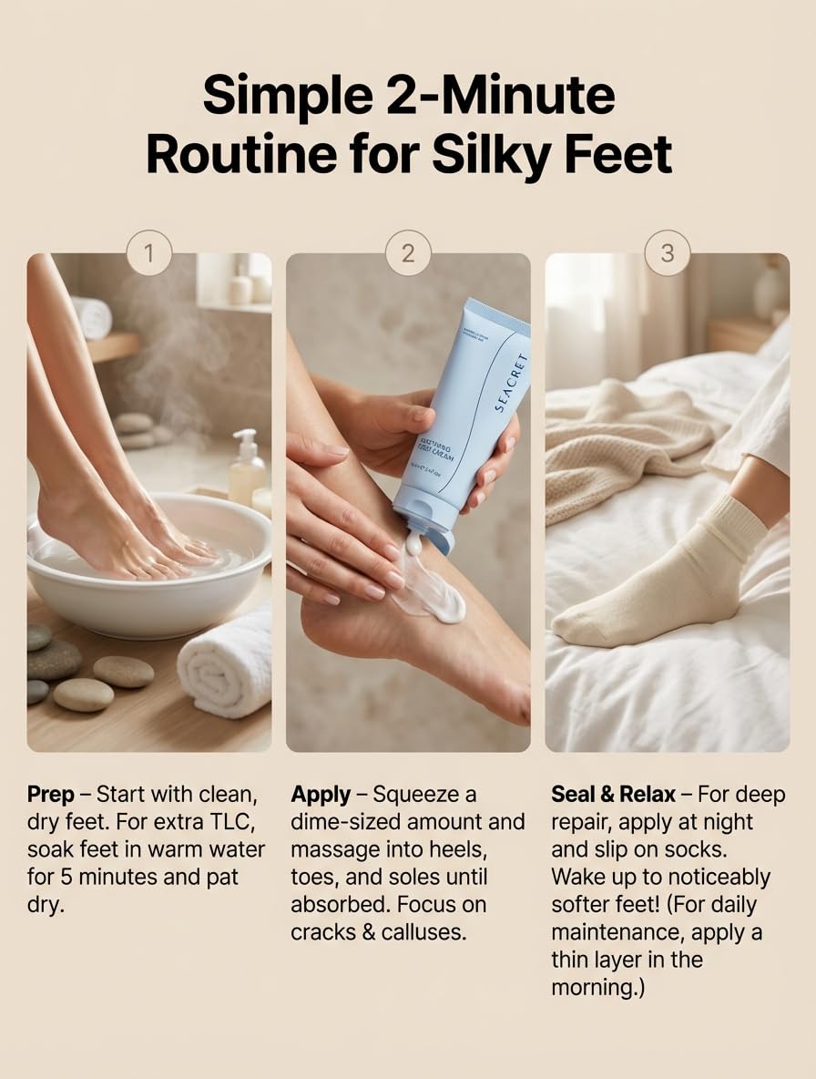 SEACRET Dead Sea Foot Cream with Tea Tree Oil for Dry, Cracked Heels