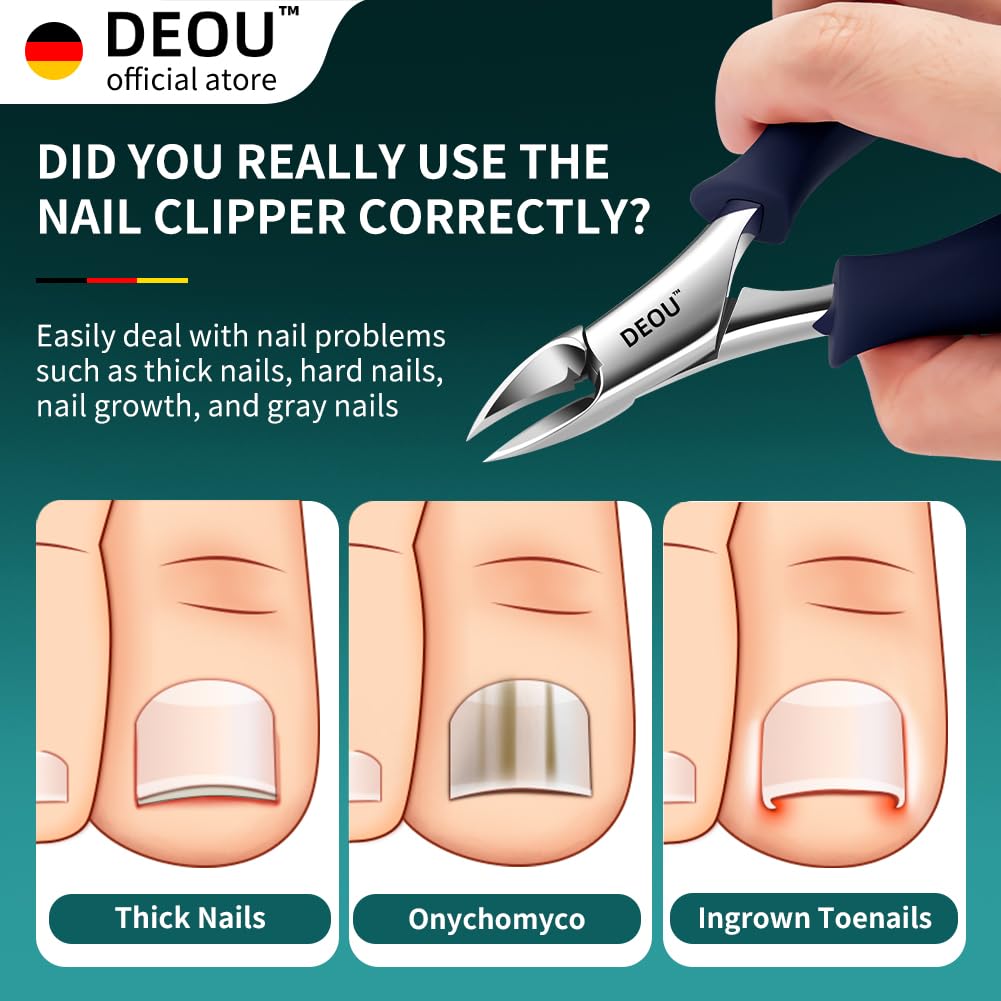 DEOU Professional Stainless Steel Toenail Clippers with Ergonomic Handle
