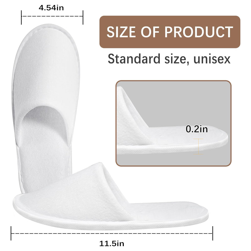 30 Pairs White Disposable Slippers for Guests, Hotel, Spa and Travel