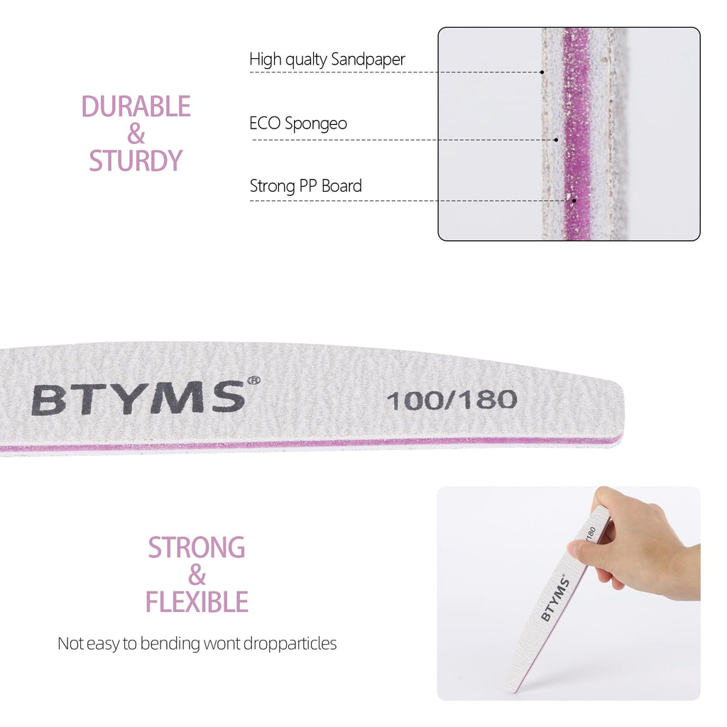 BTYMS Double-Sided Nail Files and Buffers Emery Boards