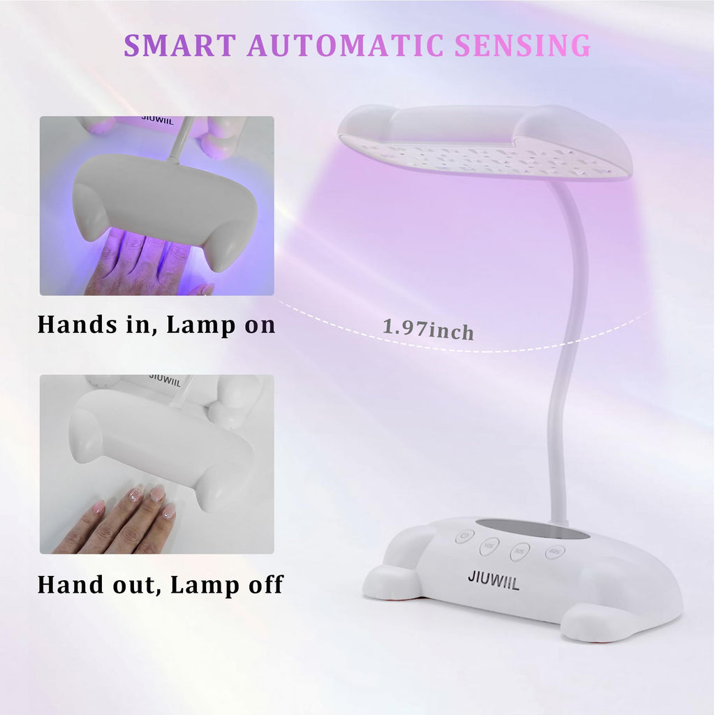 JIUWIIL 48W UV LED Nail Lamp with 24 Beads and Flexible Gooseneck