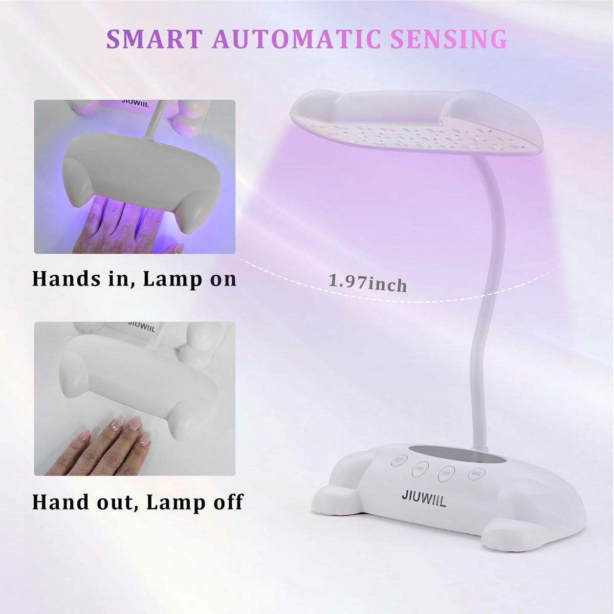 JIUWIIL 48W UV LED Nail Lamp with 24 Beads and Flexible Gooseneck