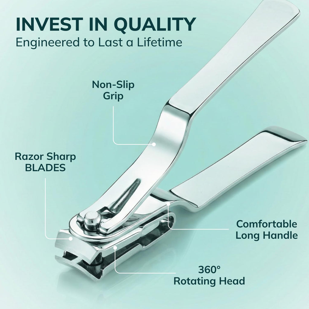 Swissker Professional Stainless Steel Nail Clippers with Rotating Head