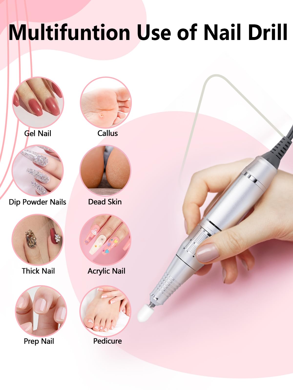 Professional Rechargeable Nail Drill 50,000 RPM with Bits