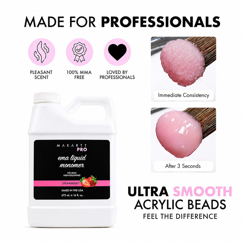 MakarttPro Strawberry EMA Acrylic Monomer Liquid, 16 Fl Oz