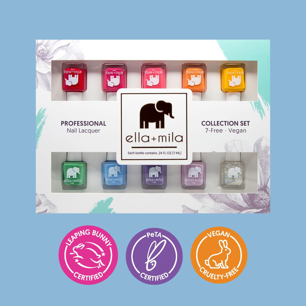 ella+mila Nail Polish Set for Kids, 10-Color Vegan Quick-Dry Collection