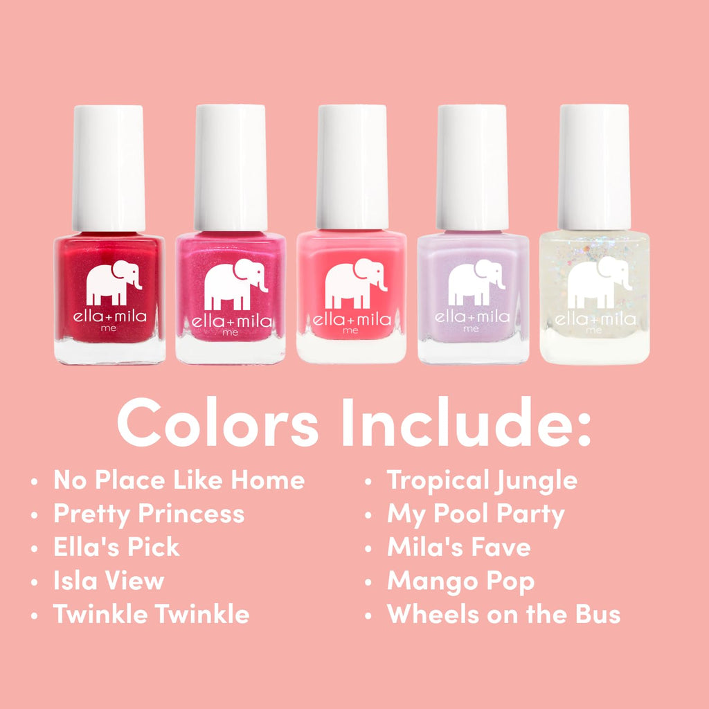 ella+mila Nail Polish Set for Kids, 10-Color Vegan Quick-Dry Collection