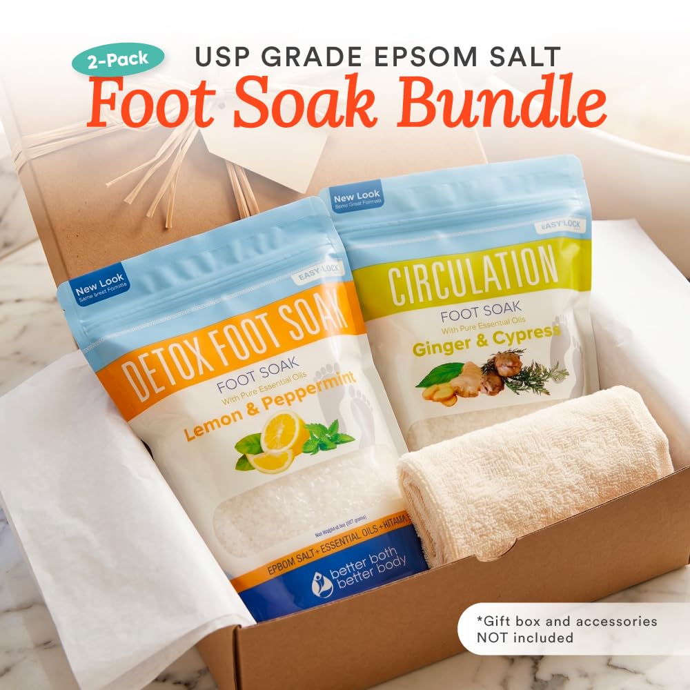 2-Pack Epsom Salt Foot Soak Bundle with Essential Oils