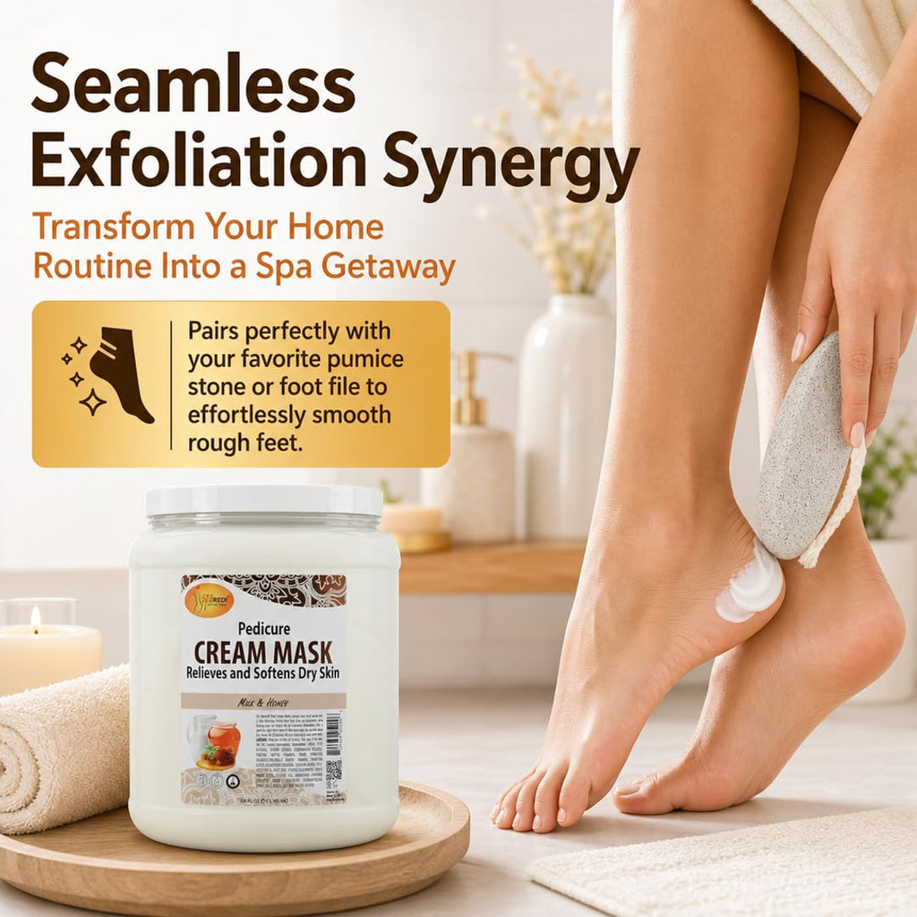 SPA REDI Body and Foot Cream Mask, Milk & Honey, 16 Fl Oz