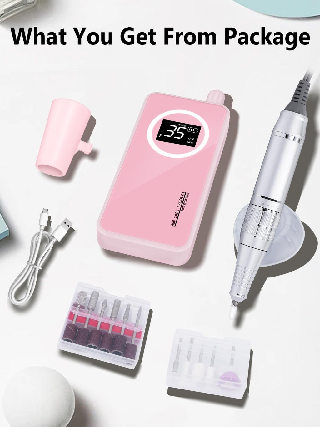 Professional Rechargeable Nail Drill 50,000 RPM with Bits