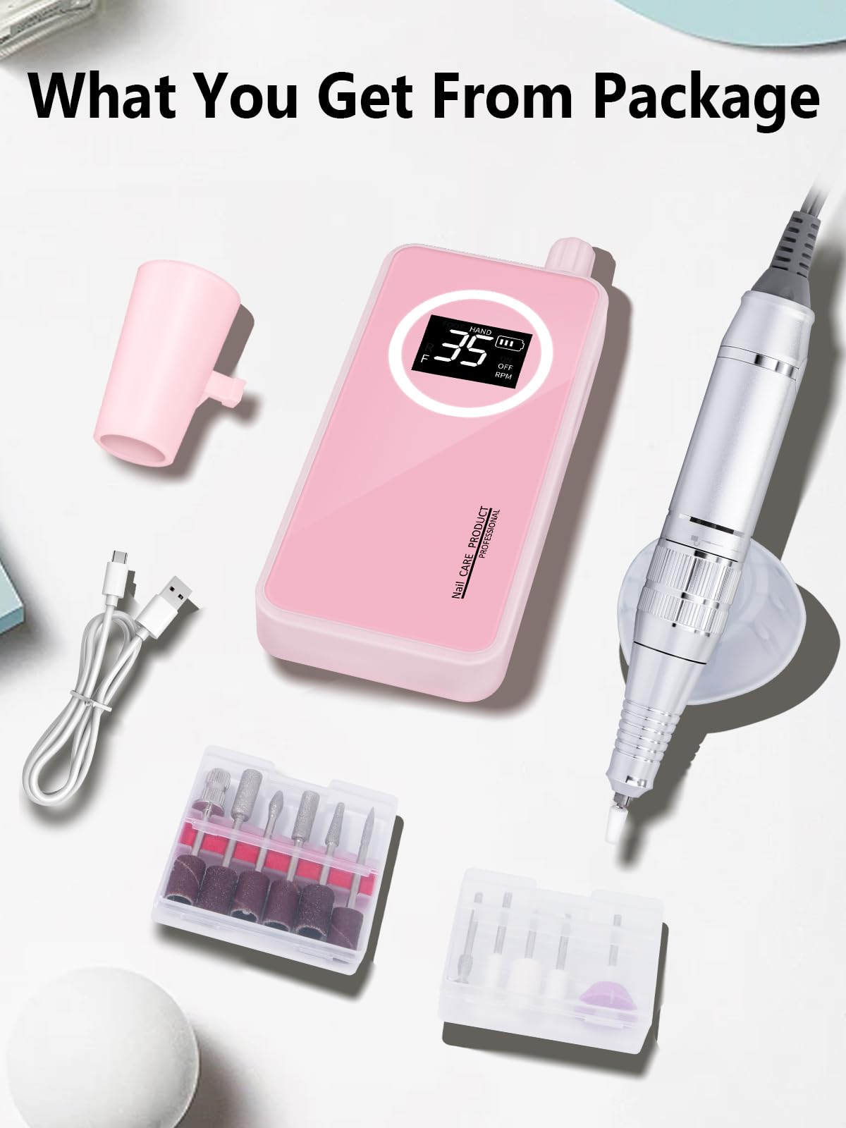 Professional Rechargeable Nail Drill 50,000 RPM with Bits