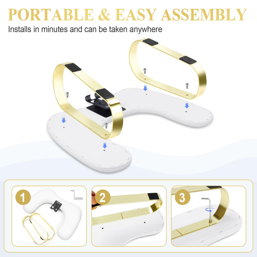 Nail Arm Rest with Rotating Phone Holder, PU Leather U-Shaped Hand Rest