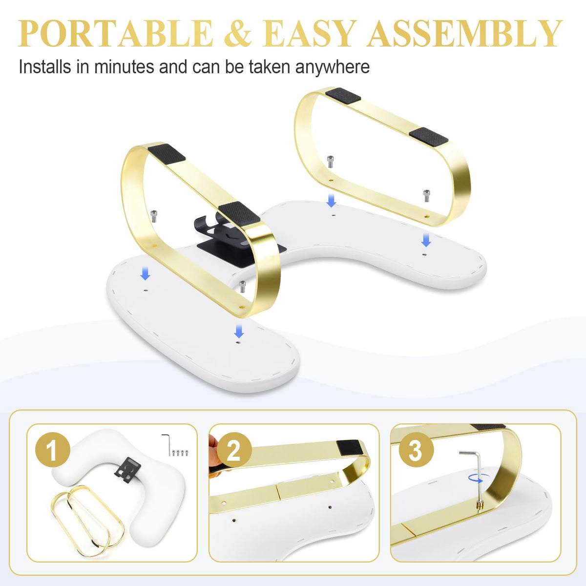 Nail Arm Rest with Rotating Phone Holder, PU Leather U-Shaped Hand Rest