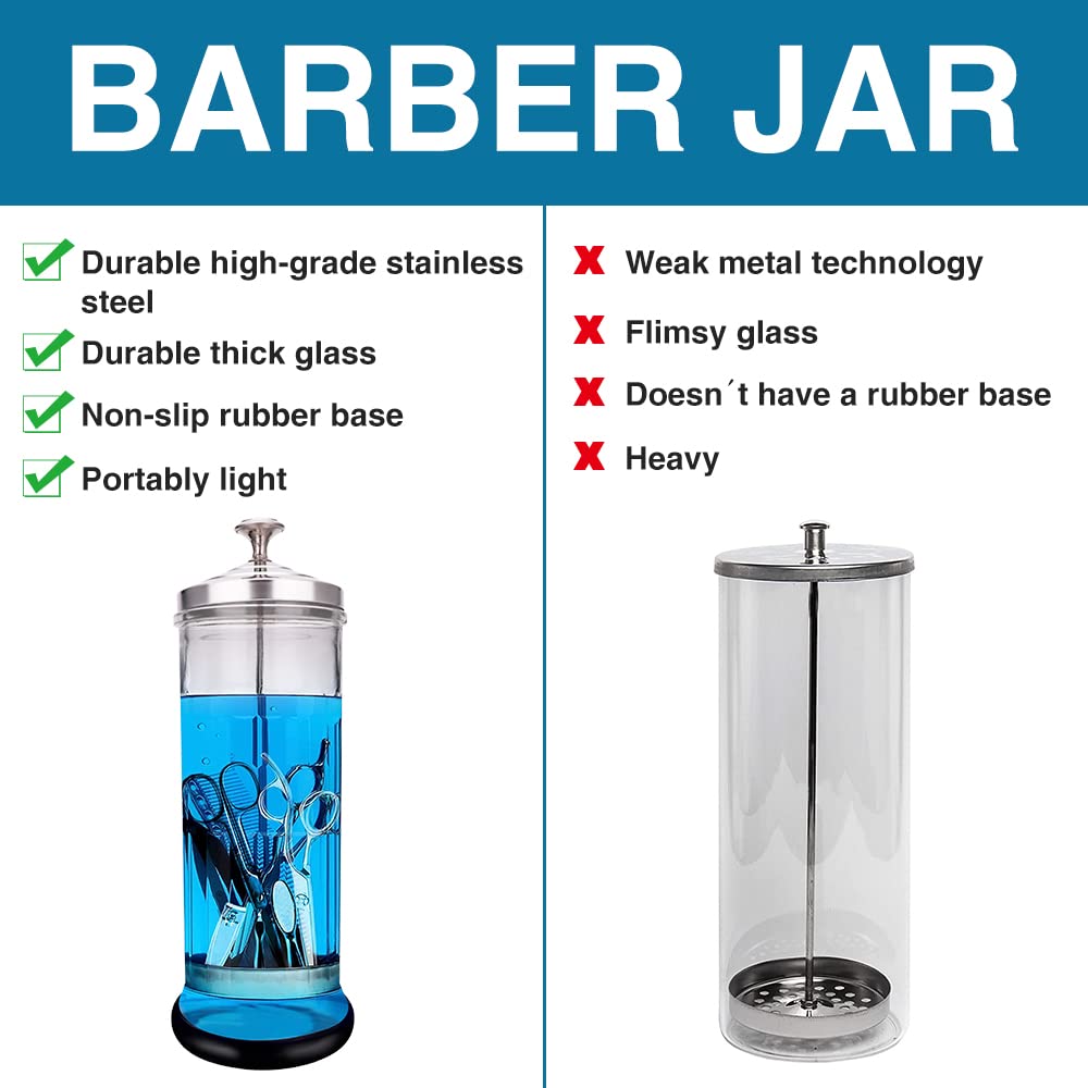 Barber Disinfectant Jar with Removable Stainless Steel Basket, 50.7 oz