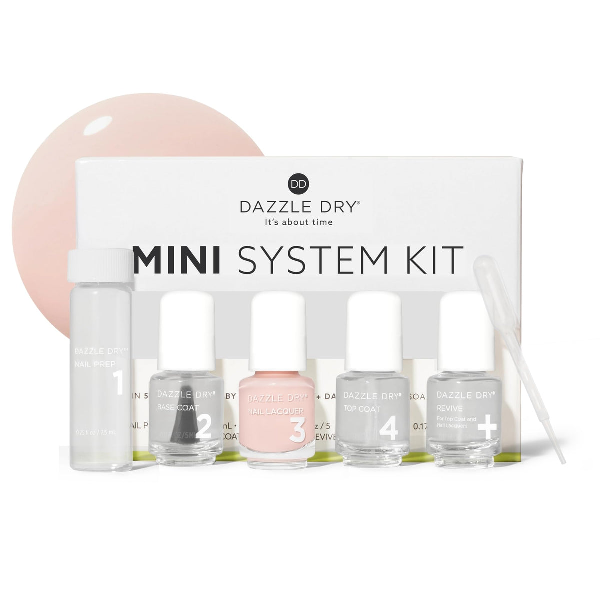 Dazzle Dry Mini Kit – Not Quite Nude 4-Step Nail System, 5-Piece Set