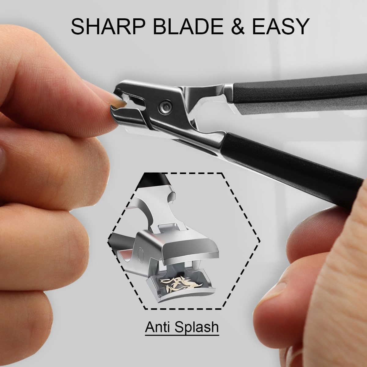 Fotiwesd Black Nail Clippers with Wide Jaw and Angled Design